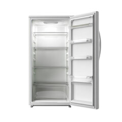Empty refrigerator with white isolated [Transparent Background PNG].