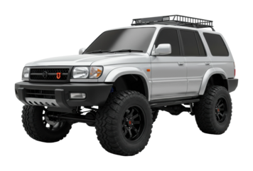 Off-road adventures with a modified suv urban landscape vehicle showcase outdoor setting wide angle exploration concept isolated PNG