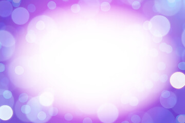 Space bubbles, picture frame with white bokeh spheres of varying sizes on a radial color gradient from transparent to pink violet. Interesting frame with space for your design. Flatlay, PNG.