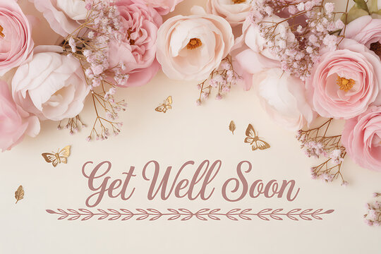 Send heartfelt wishes for a speedy recovery with this beautiful floral arrangement and gold butterflies, perfect for expressing care and support during recovery