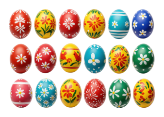 Colorful easter egg decorations festive celebration collection bright top cultural traditions isolated PNG