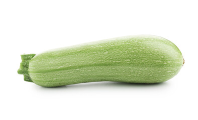 One fresh ripe zucchini isolated on white