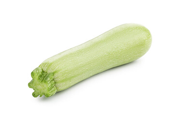 One fresh ripe zucchini isolated on white