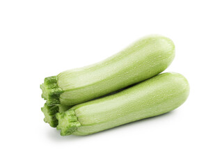 Three fresh ripe zucchinis isolated on white