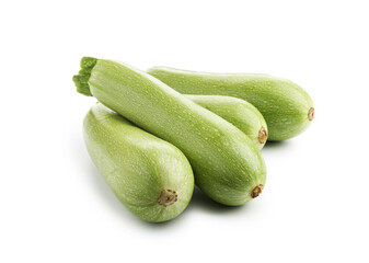 Many fresh ripe zucchinis isolated on white