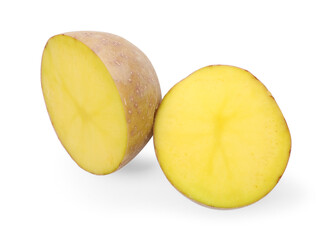 Cut fresh ripe potato isolated on white