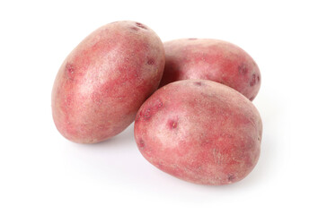 Fresh ripe red potatoes isolated on white