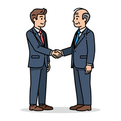 Agreement Seal: Two smartly attired business professionals seal a deal with a firm handshake. The scene conveys trust, partnership, and collaboration.
