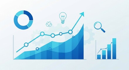 Strategic Data Visualization Blue Growth Charts Analytics and Idea Icons.