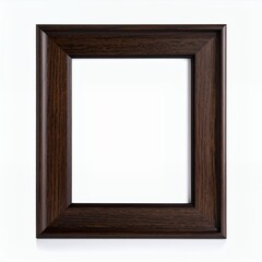 Elegant dark wood picture frame with contrasting inner border stands ready for your design on white background