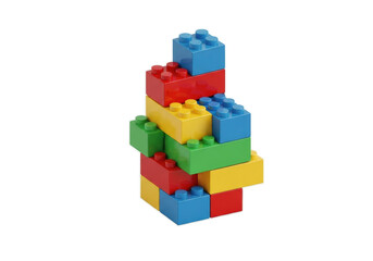 Colorful plastic building blocks stacked