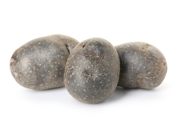 Fresh ripe purple potatoes isolated on white