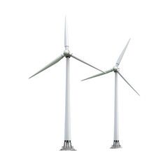 Wind Turbine Farm Generating Renewable Energy with Blue Sky and Green Landscape