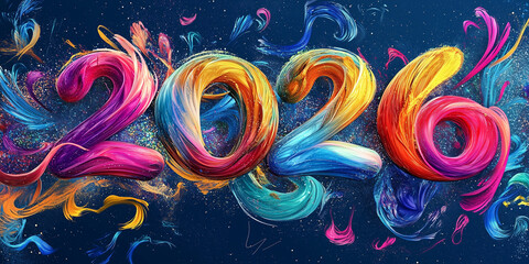 2026 New Year background with bright, vibrant colors