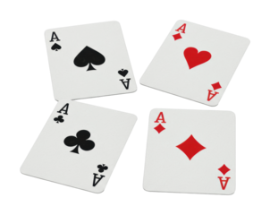 Exciting card game action with aces tabletop tournament playing cards indoor strategy isolated PNG
