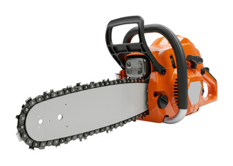 Chainsaw usage demonstration forest clearing instructional video outdoor ground level safety tips isolated PNG