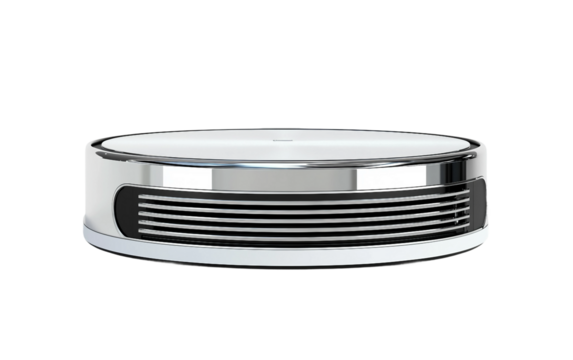 Compact self charging robot vacuum with ultra modern design for smart home cleaning solutions isolated on transparent background PNG