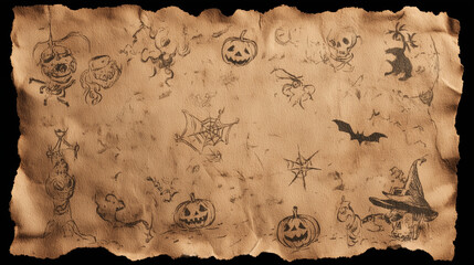 Old paper map background with Halloween elements