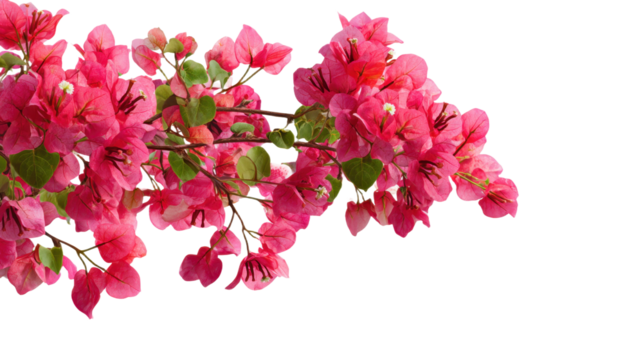 Beautiful bougainvillea spring floral blossom border isolated on transparent background. Colorful flower frame. blossom flower with green leaves. Mockup from flowers. Spring summer design elements PNG - Powered by Adobe