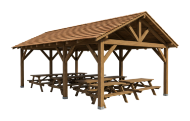 Outdoor pavilion construction park area 3d model architectural wide angle recreational spaces isolated PNG