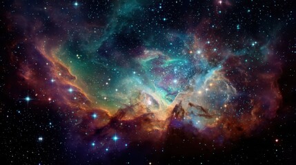 Fototapeta premium Vivid Space Nebula with Bright Colors and Celestial Elements
