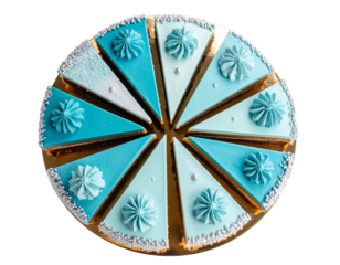 Variety Pack of Modern Blue-Themed Dessert Slices, isolated on a transparent background