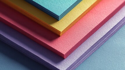 Fototapeta premium Stacked Colorful Paper Sheets with Minimal Design Aesthetic