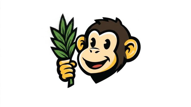 Cartoon monkey with leaves