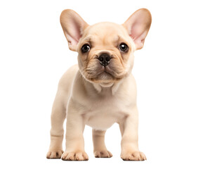 Fototapeta premium Curious Cream French Bulldog Puppy isolated on a transparent background