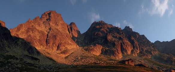 Obraz premium Colorful Rocky Mountain Peaks At Sunset
