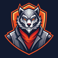 A bold and aggressive wolf mascot emblem representing a competitive esports team
