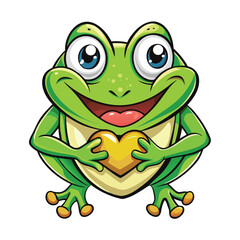 cartoon frog is holding a yellow heart