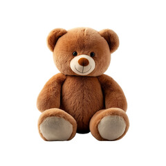 Obraz premium Stuffed bear toy, plush doll sitting on a white background