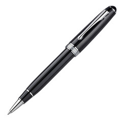Black metal pen mockup cutout png isolated pen design png sleek writing tool png metallic pen illustration png professional office accessory png transparent background image
