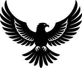 Obraz premium black silhouette illustration of a bird in symmetrical flight