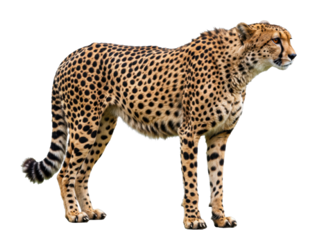 Cheetah sprinting in the wild nature outdoor setting dynamic action shot isolated PNG