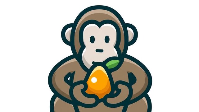 Cartoon monkey holding a fruit