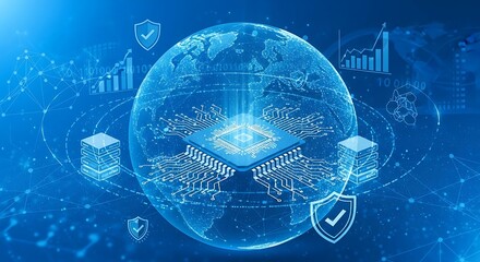 Futuristic Global Network Security with Microchip and Data Visualization technology