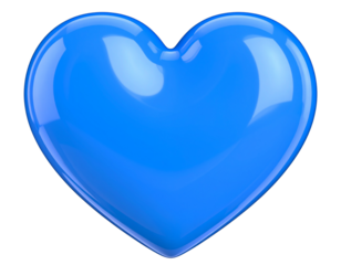 Floating Minimal 3D Blue Heart Icon, isolated on transparent background