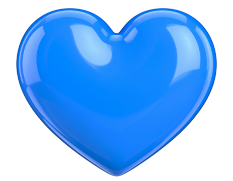 Floating Minimal 3D Blue Heart Icon, isolated on transparent background