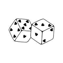 pair of dice with heart pips