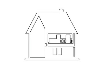 Modern house single line art drawing minimalist outline isolated vector illustration simple design
