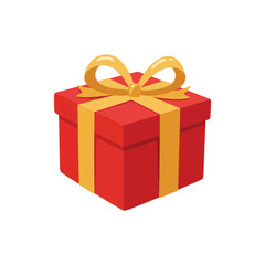 A red gift box with a golden ribbon, perfectly wrapped for a special occasion.