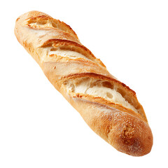 Crispy Golden French Baguette Loaf Isolated on a Transparent Background