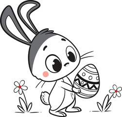 Easter bunny and easter eggs hand drawn sketch vector illustration
