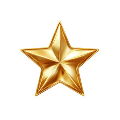 Obraz premium Gold metallic star icon isolated on transparent background. 3D golden shiny star for Awards, medals decoration design elements. PNG, Cut out