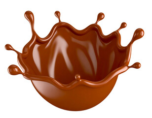 Minimal 3D Dark Chocolate Splash Icon, isolated on transparent background