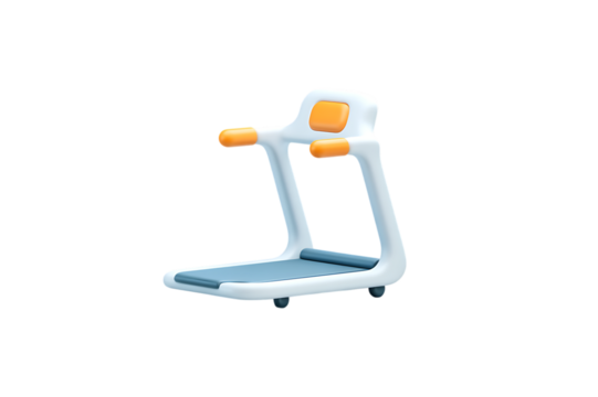 A Sleek and Modern 3D Rendered Home Treadmill for Fitness Enthusiasts Isolated on transparent background, cutout	