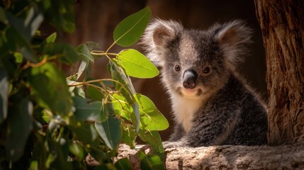 Obraz premium cute koala joey on tree branch
