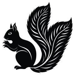 Stylized black silhouette of a squirrel with a bushy tail
